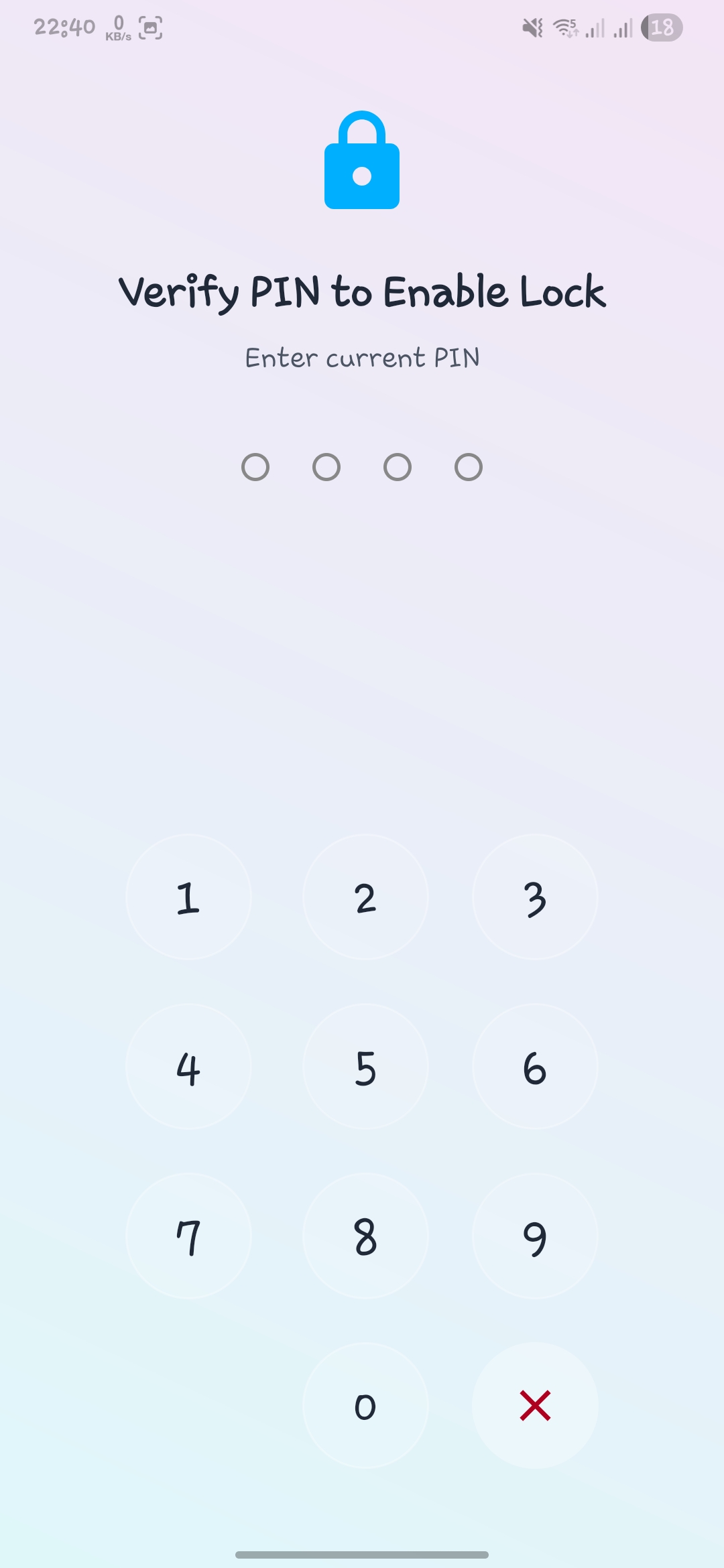 SmartNoteAI lock screen in the Default Crisp Light theme