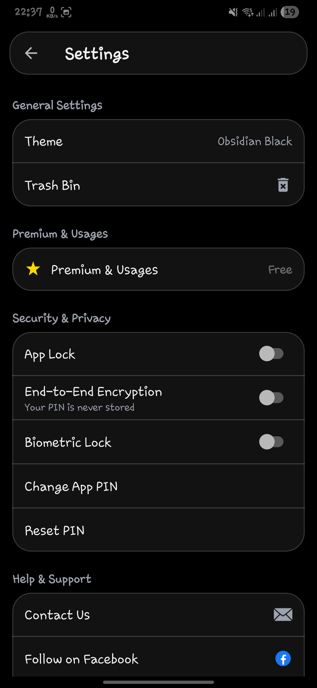 SmartNoteAI settings screen in the Obsidian Black theme